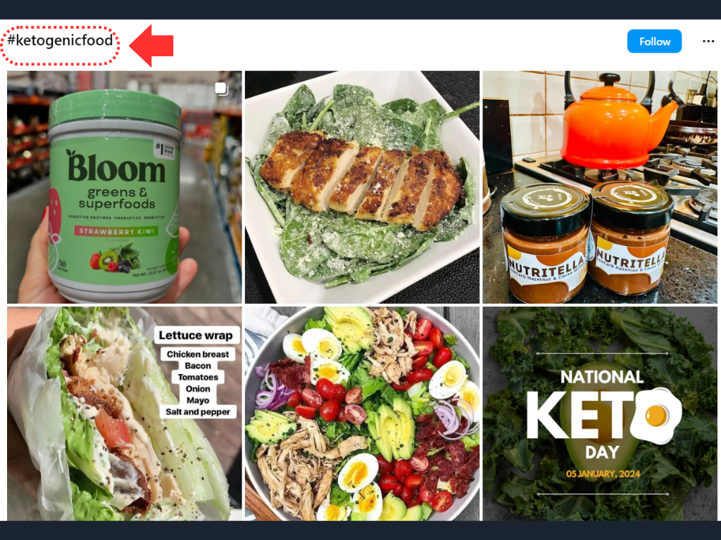 Ketogenic Hashtag Search Result